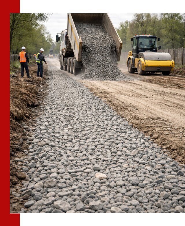 Доставка щебня для отсыпки дорог в Нововоронеже высокого качества
