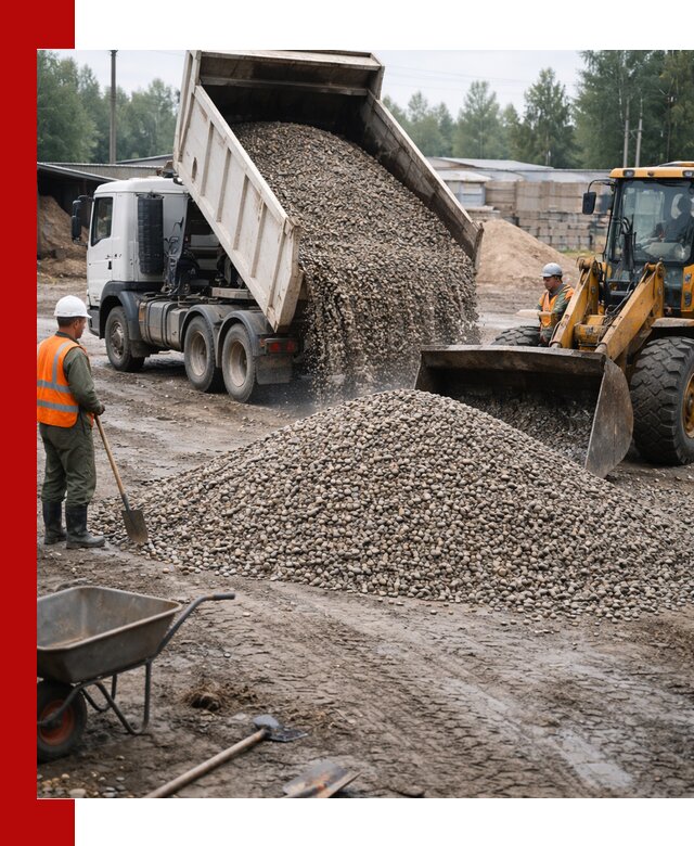 Мытый гравий с доставкой в Нововоронеже от карьера до участка