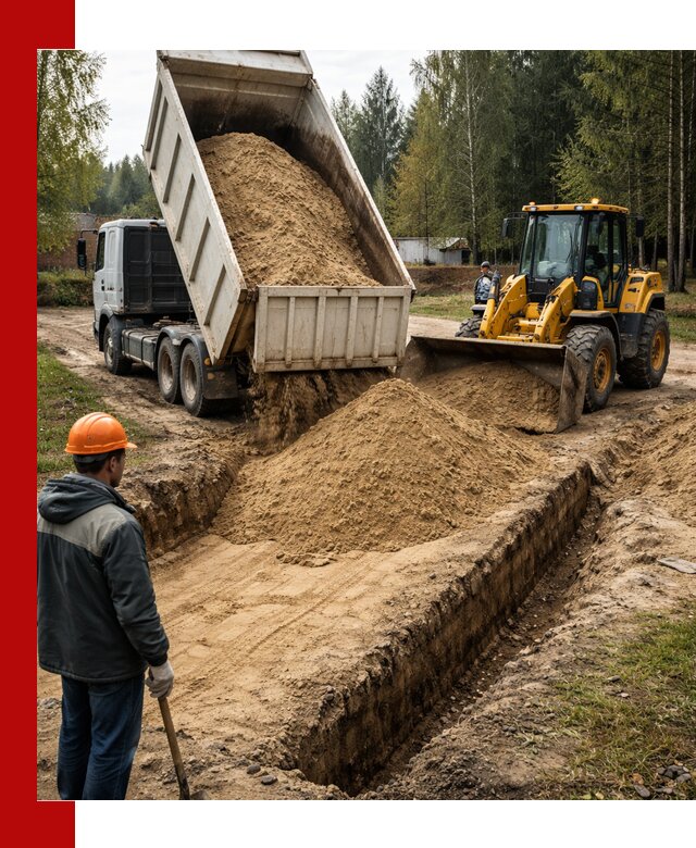 Доставка песчаного грунта в Нововоронеже для строительных работ