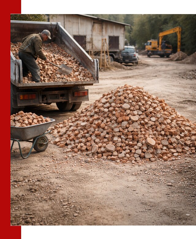 Доставка и подушка из боя кирпича с разгрузкой в Нововоронеже
