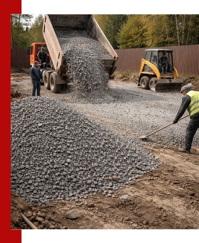 Отсыпка участка щебнем с доставкой и уплотнением в Нововоронеже